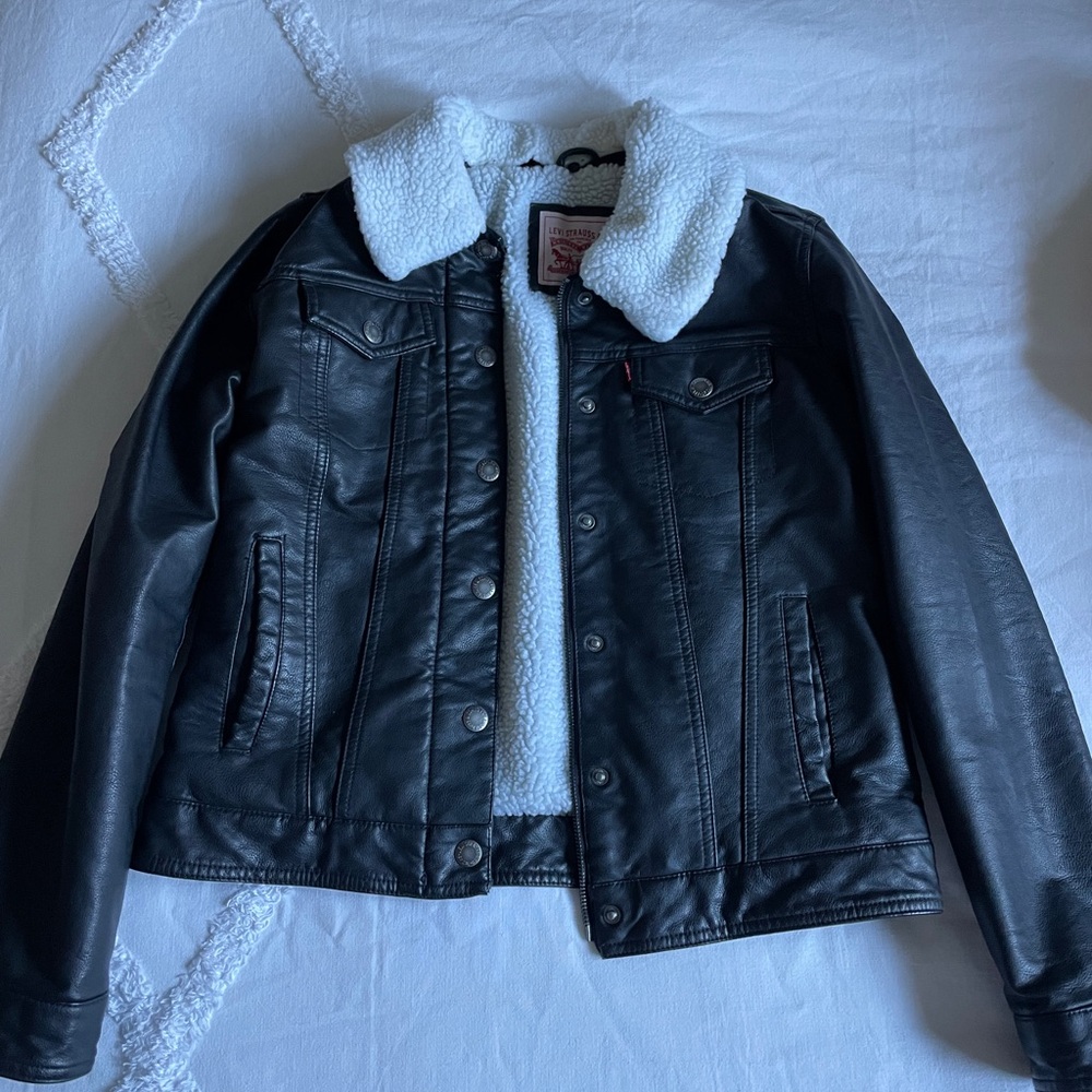 Levi's Black Jacket with White Sherpa Lining